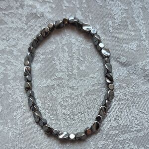 Sweet Silver Nugget Beaded Stretch Bracelet (J7)